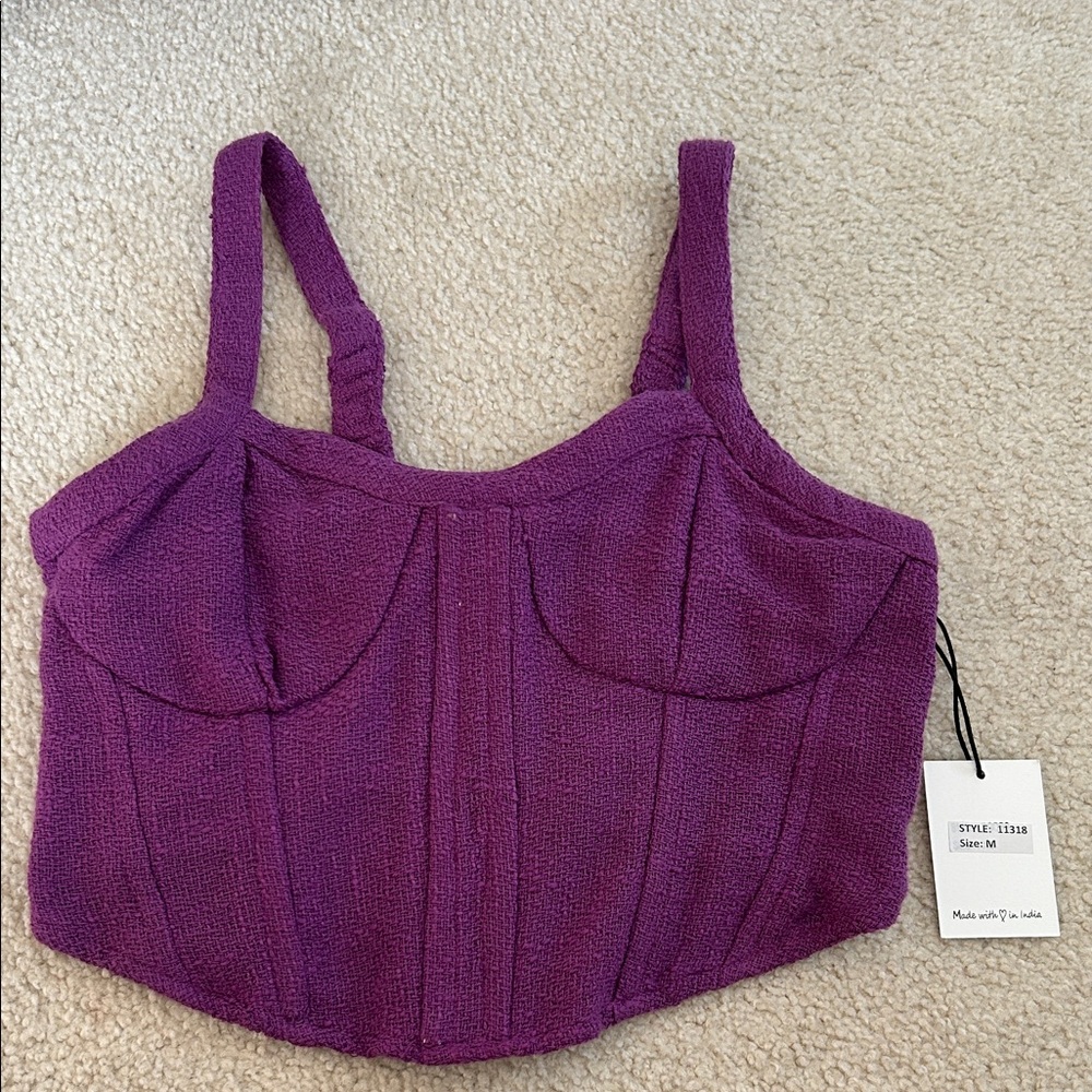 Purple Textured Bustier Crop Top BNwT